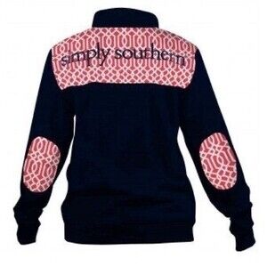 Simply Southern Sz S Pullover Navy Vine Pattern Half Zip Long Sleeve Sweatshirt